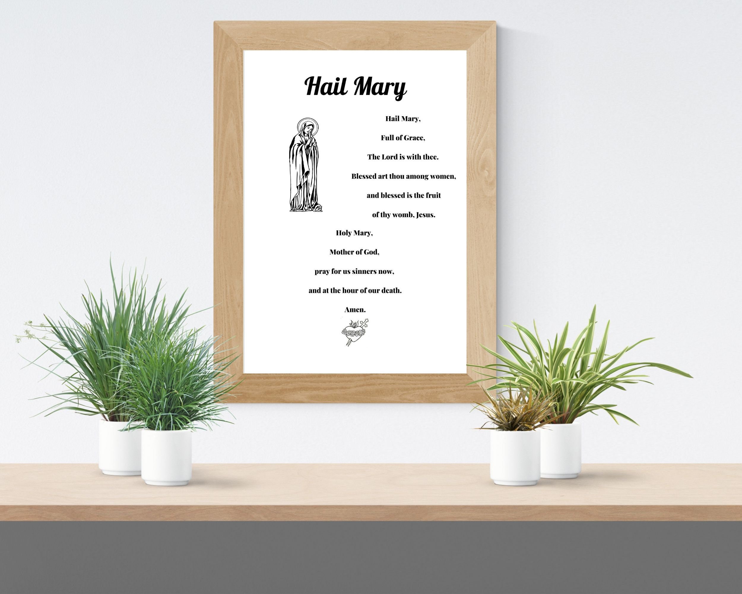 Digital Hail Mary Prayer Print, Catholic Wall Art, Religious Wall Décor ...