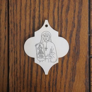St. Faustina Kowalska Wooden Ornament – Apostle of Divine Mercy – Handmade Catholic Gift