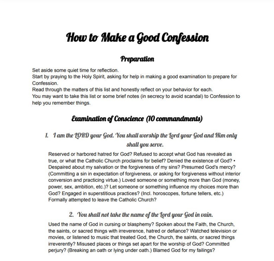 How to Make a Good Confession Guide Etsy