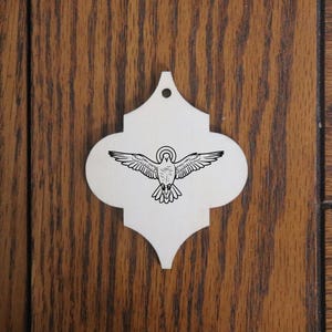 Divine Holy Spirit Wooden Ornament – Dove of the Holy Spirit – Catholic Devotion – Handmade Laser-Engraved Gift