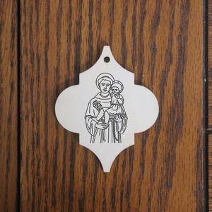 St. Anthony of Padua Wooden Ornament – Patron of Healing & Miracles – Handmade Catholic Gift