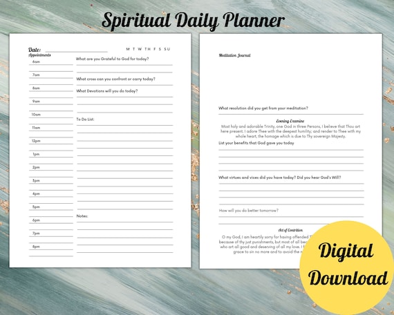 Catholic Spiritual Daily Planner for Busy Mom Meditation Journal Appointment tracker religious Dad Nightly Examine devotion tracker