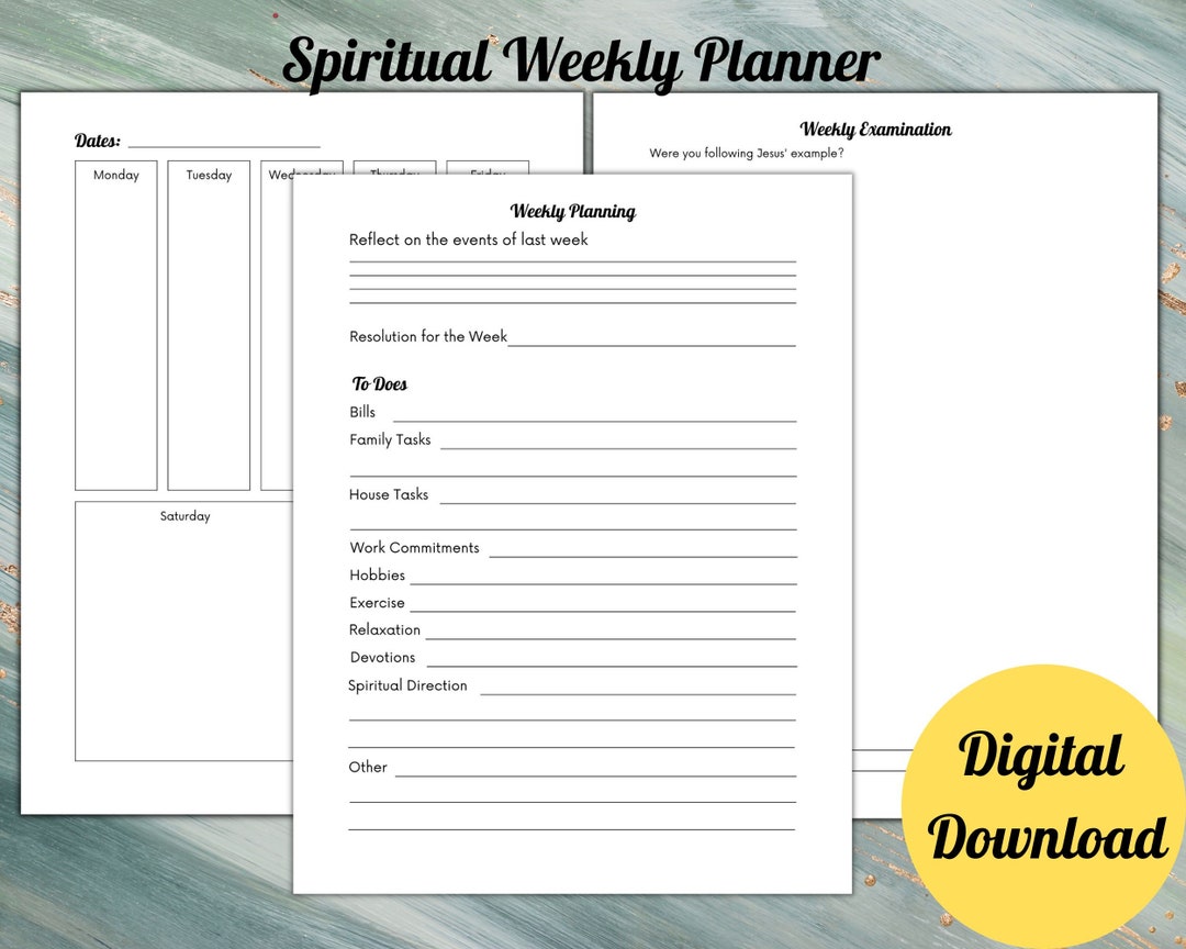 Catholic Spiritual Weekly Planner for Busy Mom Day Tracker Religious ...