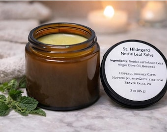 St. Hildegard's Nettle Leaf Salve - Nettle Leaf, Extra Virgin Olive Oil, Beeswax | Catholic Skin Care | 3oz