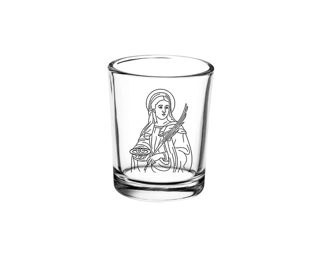 St. Lucia Clear Votive Holder, Catholic Religious Devotional Glass