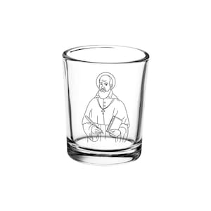 St. Frances De Sales Saint Clear Votive Holder – Patron of Writers & the Press – Catholic Candle Holder – Includes Beeswax Candle