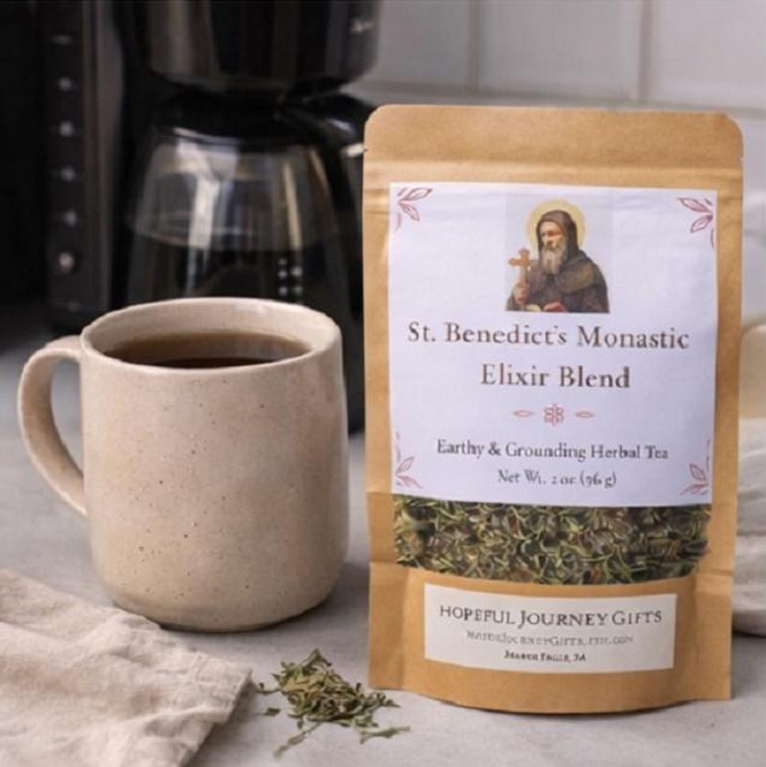 Catholic Tea Set St. Benedict Monastic Elixir Blend - Catholic Pu-erh Tea With Honey ...