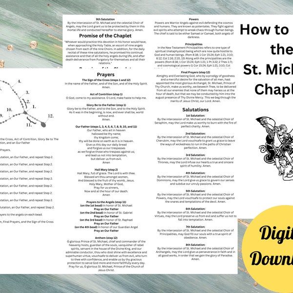 How to Pray the St. Michael Chaplet Guide, Catholic Devotional Booklet, Minimalist Beginner's Guide