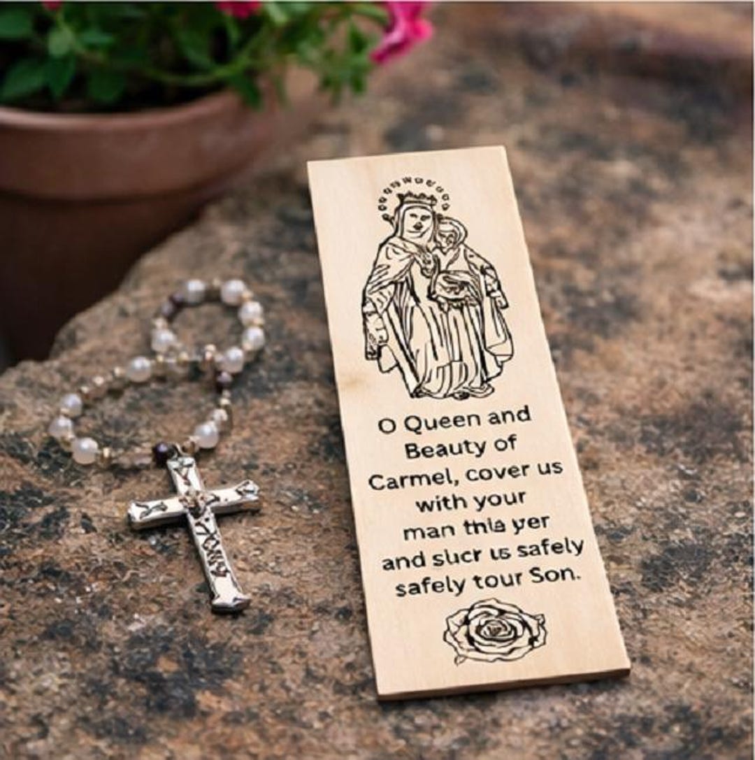 Our Lady of Mount Carmel Bookmark – Catholic Basswood Prayer Keepsake ...
