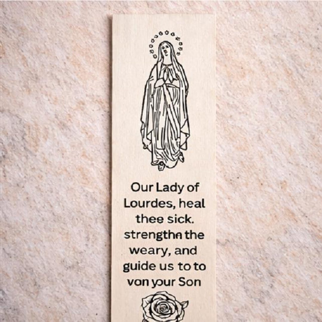 Our Lady of Lourdes Bookmark – Catholic Basswood Prayer Keepsake - Etsy