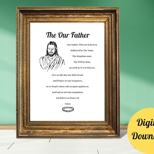 The Our Father Wall Art Catholic Our Father Poster Prayer Catholic Lords Prayer Wall Art