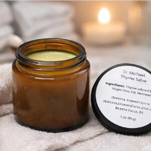 St. Michael's Thyme Salve - Thyme, Extra Virgin Olive Oil, Beeswax | Catholic Skin Care | 3oz