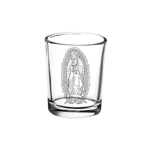 Our Lady of Guadeloupe Clear Votive Holder, Catholic Religious Devotional Glass Tea Light Holder - Includes Pure Beeswax Candle