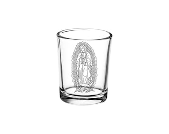 Our Lady of Guadeloupe Clear Votive Holder, Catholic Religious Devotional Glass Tea Light Holder - Includes Pure Beeswax Candle