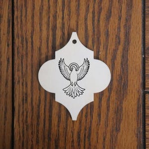 Dove of the Holy Spirit Wooden Ornament – Catholic Devotion – Handmade Laser-Engraved Gift