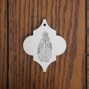 Our Lady of Mount Carmel Wooden Ornament – Catholic Marian Devotion – Handmade Laser-Engraved Gift