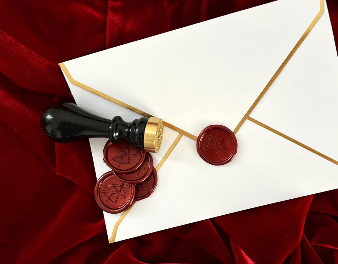 Wax Seal Wedding Gold Wax Seal Stickers Initials Seals Etsy