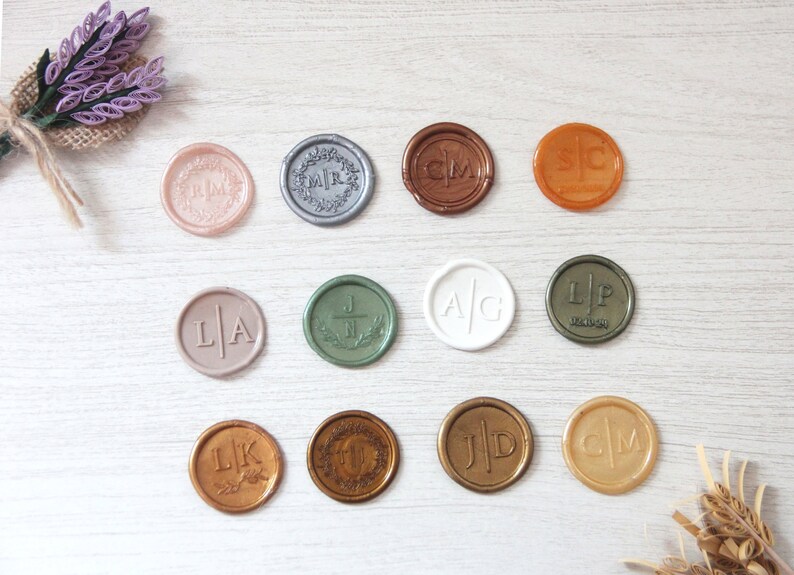Wax Seal Wedding Gold Wax Seal Stickers Initials Seals Self Etsy