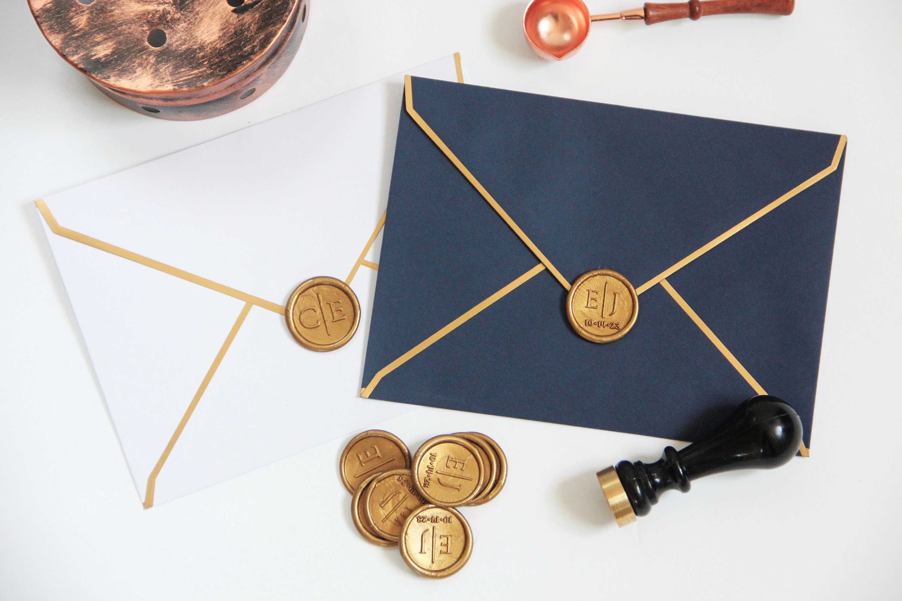 Wax Seal Wedding Gold Wax Seal Stickers Initials Seals Self Etsy