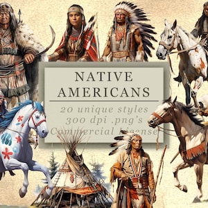 Collezione di clip art di guerrieri nativi americani per arte e design - PNG delle tribù indigene - Grafica indiana rossa