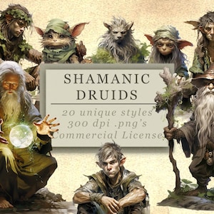 Shamanic Druids Clip Art Collection for Art and Design, RPG Graphics, Games Night, Game Master PNG's, Digital Download, SVG Graphics