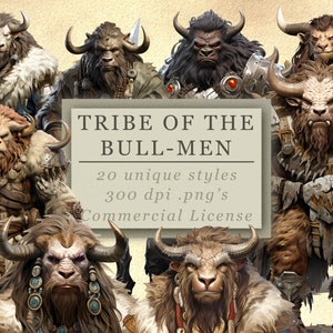 Tribe of the Bull-men Clip Art Collection for Art and Design, Games ...