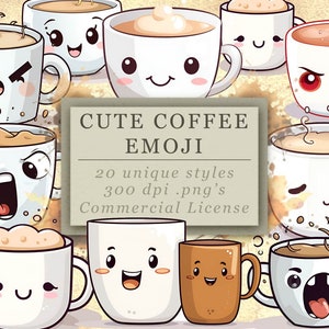 Express Your Love for Coffee with this Cute Coffee Emoji Clipart Collection – 20 PNG Images