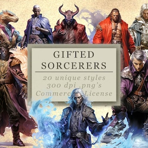 Gifted Sorcerers Clip Art Collection for Art and Design, RPG Graphics, Games Night, Game Master PNG's, Digital Download SVG