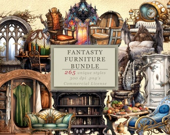 265 Images! Ultimate Fantasy Furniture Clip Art Bundle for Fantasy Art and Design, Game Master Assets, Digital Download