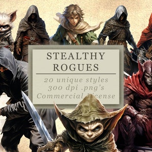 Stealthy Rogues Clip Art Collection for Art and Design, RPG Graphics, Instant Download, Games Night, Game Master PNG's, Digital Download SVG