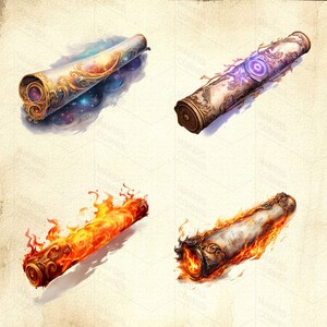 Magic Scrolls Clip Art Collection Fantasy Magical Graphics Digital ...
