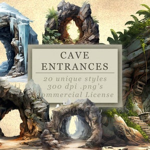 Höhleneingang Clip Art Sammlung - Fantasy Dungeon Grafiken -Quest und Adventure Kunstwerk - Digital Download