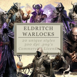 Eldritch Warlocks Clip Art Collection for Art and Design, RPG Graphics, Games Night, Game Master PNG's, Digital Download SVG