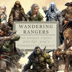 Wandering Rangers Clip Art Collection for Art and Design, RPG Graphics, Games Night, Game Master PNG's, Digital Download, SVG Graphics