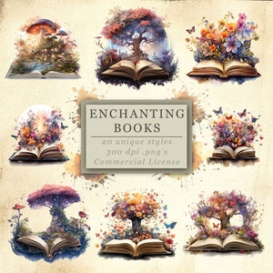 Enchanting Books Clip Art Collection - Fantasy Art, Whimsical Enchanted Stories, Digital Download