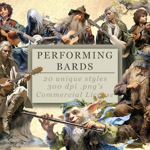 Performing Bards Clip Art Collection para arte y diseño, gráficos RPG, noche de juegos, Game Master PNG, descarga digital, gráficos SVG