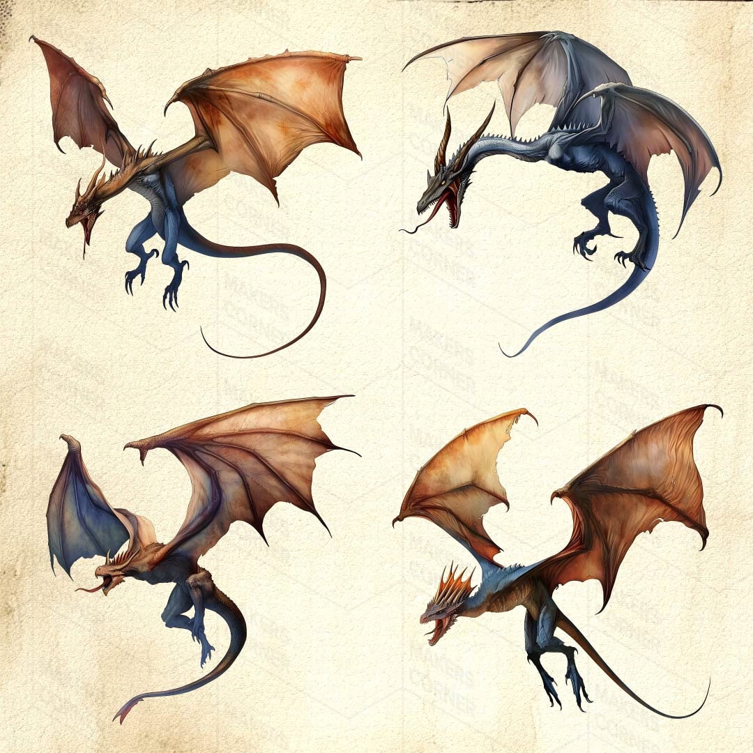 Enchanting Wyverns Cockatrices Clip Art Collection For Fantasy Art