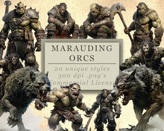 Coleção de clipart de Orcs Marauding para arte e design, noite de jogos, arte de fantasia, mestre de jogo png