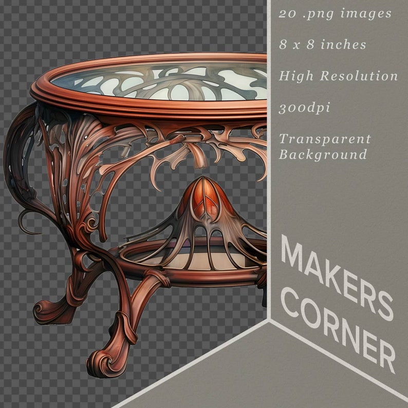 Art Nouveau Furniture Clip Art Collection Fantasy Rooms and Furniture Graphics Digital Download image 2