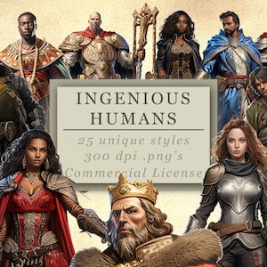 Ingenious Humans Clip Art Collection for Art and Design, RPG Graphics, Games Night, Game Master PNG&#39;s, Digital Download SVG