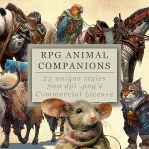 RPG Tierbegleiter Clip Art Sammlung für Kunst und Design, Spieleabend, Charaktere, SVG-Grafik