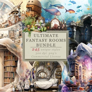 245 枚の画像! ファンタジー アートとデザイン、ゲーム マスター アセット、デジタル ダウンロード用の究極のファンタジー ルーム クリップ アート バンドル
