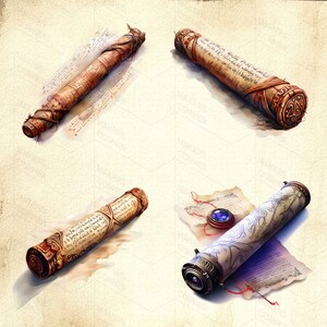 Magic Scrolls Clip Art Collection Fantasy Magical Graphics Digital ...