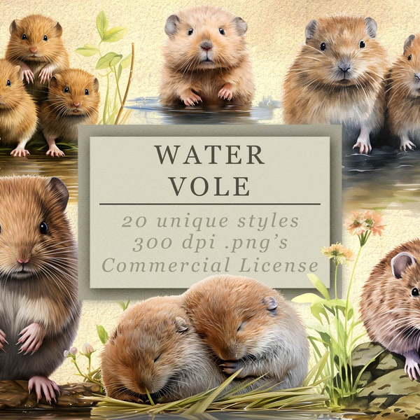Water Vole Clip Art Collection - High-Quality Digital Downloads for Art and Design, Commercial Use, 300 DPI
