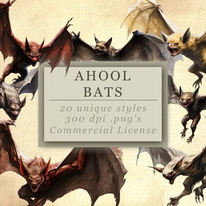 Colección de imágenes prediseñadas de Ahool Bats para arte y diseño, noche de juegos, arte de fantasía, Game Master PNG