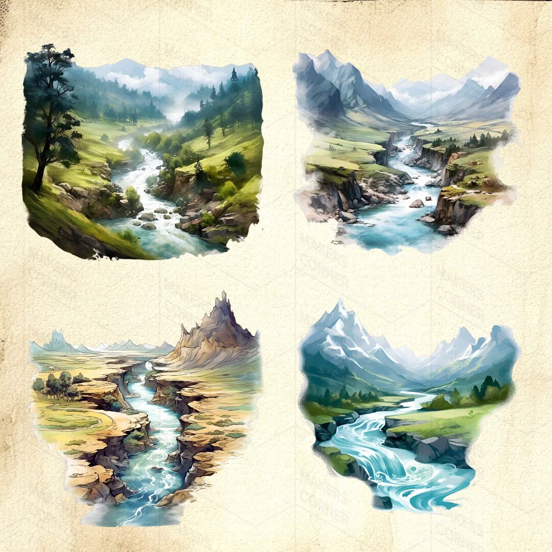 Rivers & Streams Clip Art Collection for Art and Design - Etsy