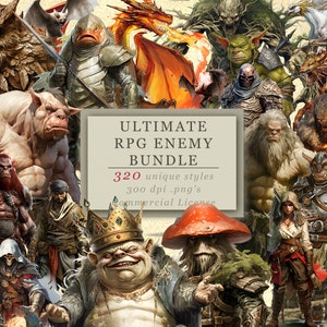 16 Packungen! 320 PNGs! Ultimatives RPG Enemy Clip Art Bundle für Kunst und Design, RPG Grafiken, Charakterdesign, World Building, Game Master SVG