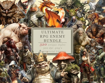 16 Packs! 320 PNGs! Ultimate RPG Enemy Clip Art Bundle for Art and Design, RPG Graphics, Character Design, World Building, Game Master SVGs
