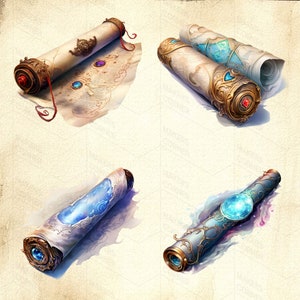 Magic Scrolls Clip Art Collection Fantasy Magical Graphics Digital ...