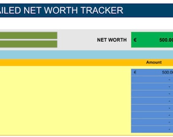 Net Worth Tracker, Net Worth Template, Networth Template, Networth ...
